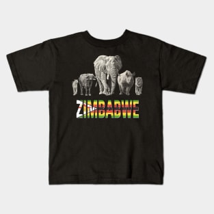 Africa's Big Five Zimbabwe Pride Wildlife Kids T-Shirt